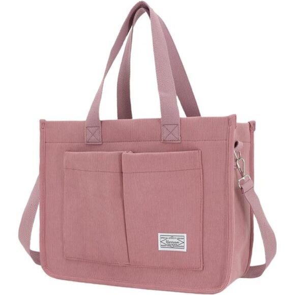Tote Bag with Pockets, Pink - Picture 1 of 4